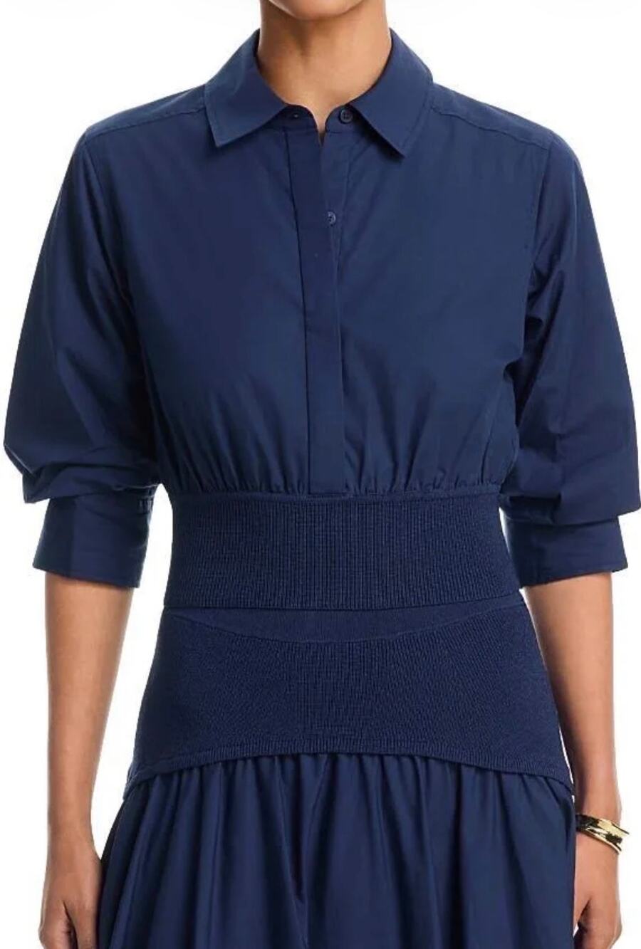 Simkhai Stiles Poplin Cropped Top in Midnight XS